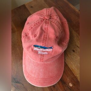 Vintage Nantucket Blues fish baseball hat leather strap Headgear